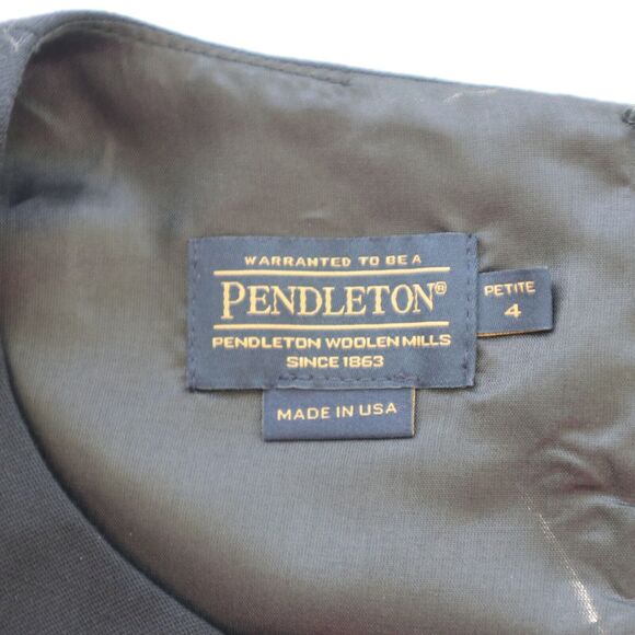 Vintage Pendleton Size Petite 4 Stretch Wool Sheath Dress Black - Picture 9 of 10